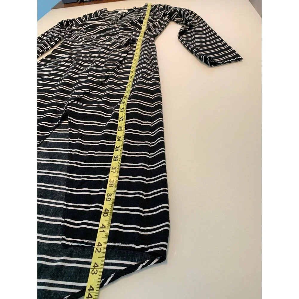 May Women Dress 10 Stripes Long Sleeves High Low Black White. - Picture 11 of 12